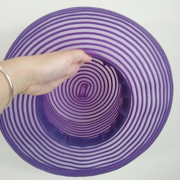 🦋🦋 Vintage purple sun hat beach hat garden party - Picture 4 of 8